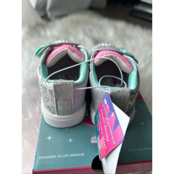 Skechers Toddler NEW Kelsi Sneakers Light Up - Aqua Blue/Gray size 5 - Picture 5 of 5